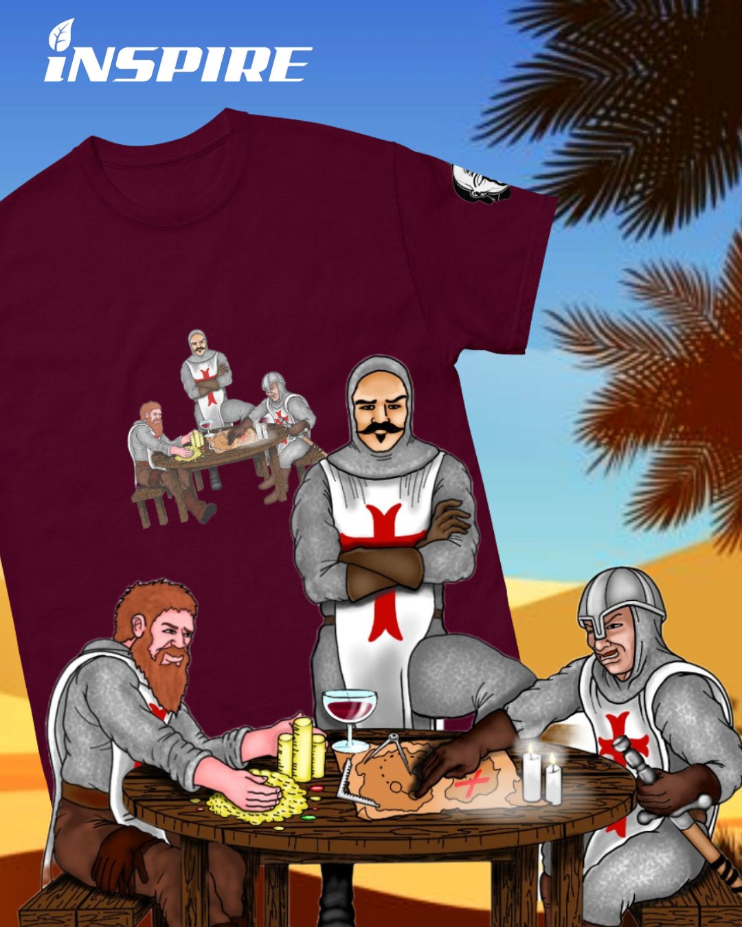 Black, Burgundy, Royal Blue, T-Shirt, Fashion, Art, Freemasons, Illuminati, Knight's Templar, FXBG, Fredericksburg, Virginia, Inspire, Reaper, Renaissance, Dope, History Shirts, T-Shirts, Clothing, Gangsta, Assassin's Creed, Crusades, Historical, Medieval