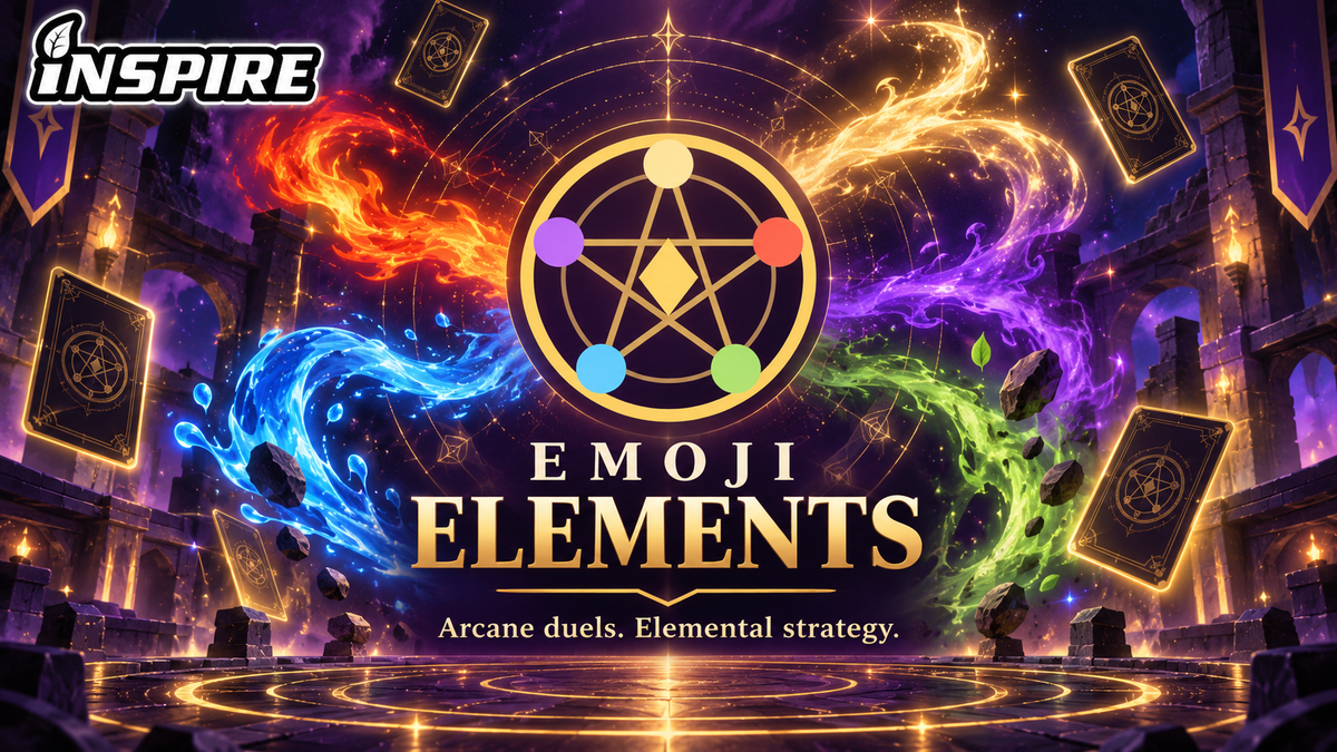 Emoji Elements Arcane Duel updated game banner with INSPIRE logo
