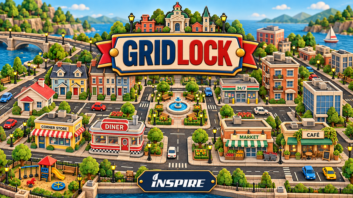 GRIDLOCK by INSPIRE — paper-cut Fredericksburg cityscape